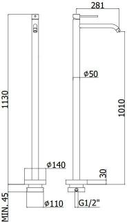 Paffoni Смеситель для раковины напольный без БАЗЫ арт LIG030, Хром LIG031CR