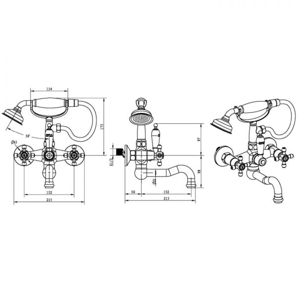 Смеситель для ванны Boheme Satine бронза 313-ST