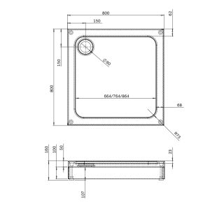 Душевой поддон Am.Pm Gem W90T-403-080W 80x80 см с сифоном