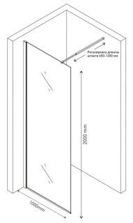 Душевая перегородка Berges Wasserhaus Sky 064003 100x200, профиль хром сильвер