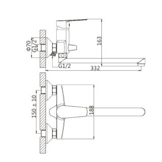 Смеситель для ванны Knotlor KN-13, хром
