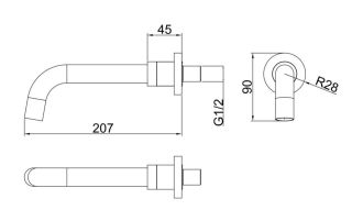 Излив встраиваемый DQ DC1004896 хром