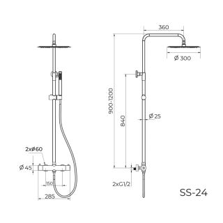 Душевая система с термостатом Knotlor SS-24, сатин