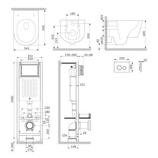 Комплект унитаза с инсталляцией AM.PM  Jupiter IS110151.DX77C1700 с клавишей хром