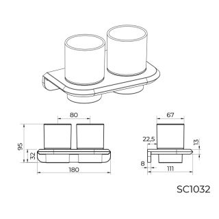 Стакан для ванной комнаты двойной Knotlor SC1032C, хром