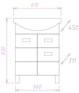 Напольная тумба под раковину Onika Балтика 106041 с ящиком 60см белый