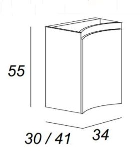 Шкафчик под раковину, левосторонний Cezares 34x55 Bianco lucido Vague 44228
