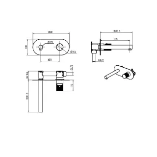 Встраиваемый смеситель для раковины Boheme Stick Diamond 125-MG золото матовое