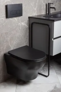 Подвесной унитаз Boheme Fiore 978-SET-B безободковый смыв торнадо чёрный матовый