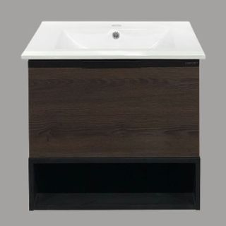 Comforty Тумба-умывальник "Франкфурт-60" дуб шоколадно-коричневый с раковиной Comforty 60E