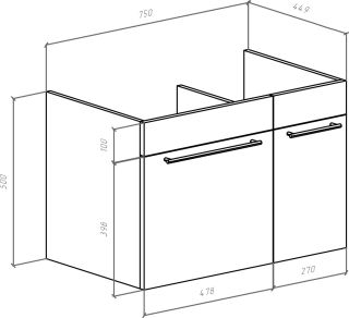Тумба под раковину Bellezza Альдо 80см белый 00000007004
