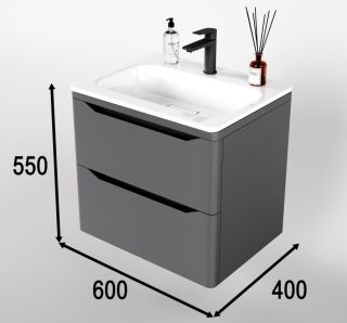 Тумба под раковину Style Line Марелла 60 Люкс Plus СС-00002406 серый матовый