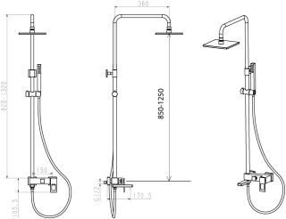 Душевая стойка Boheme Q чёрный 148-CRB