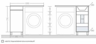 Тумба под раковину для стиральной машины СанТа Марс 700221 38см белый