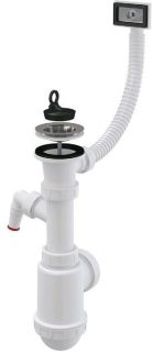 Сифон для мойки AlcaPlast с нержавеющей решеткой ?70 гофропереливом и подводкой A444P-DN50/40