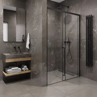 Душевая дверь в нишу Timo T57L 130 см левая чёрный