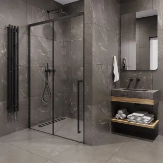 Душевая дверь в нишу Timo T58R 140 см правая чёрный