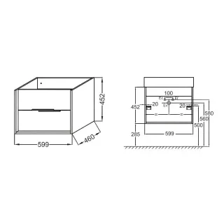 Тумба под раковину Jacob Delafon Vivienne EB1666-J5-J54 60 см белый глянец/серый матовый