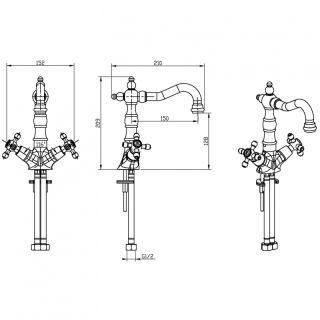 Смеситель для раковины Boheme Crystal золото 292-CRST