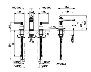 Смеситель для раковины Gessi Venti20 65014.299 чёрный матовый