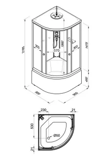 Душевая кабина Triton Стандарт-Полосы Щ0000061836 90x90 см профиль белый стекло с узором