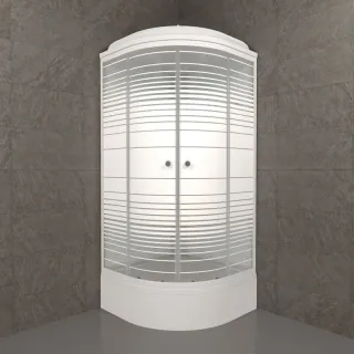 Душевая кабина Triton Стандарт-Полосы Щ0000061848 90x90 см профиль белый стекло с узором