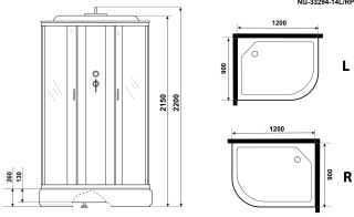 Душевая кабина Niagara NG-33294-14L 120x90см серебро/матовое