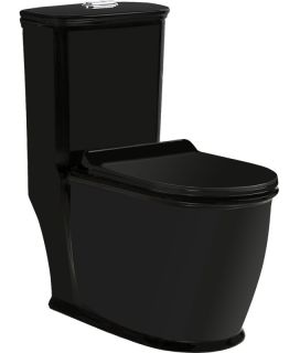 Унитаз-моноблок SantiLine SL-5019MB безободковый чёрный матовый