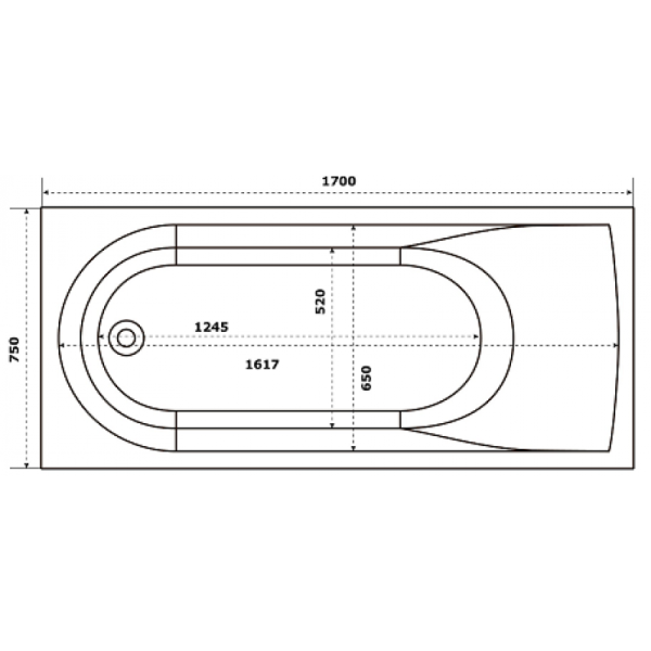 Ванна BAS ВА00022 Марбея 170х75 см белая