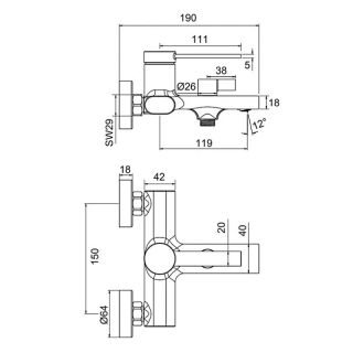 Смеситель для ванны и душа Frap F3267-6 черный