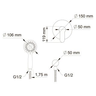 Душевой комплект Swedbe Platta 5531 хром