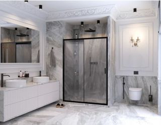 Душевая дверь Ambassador Forsa 17021219AB 130см чёрный/прозрачное