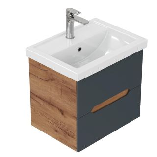 Тумба под раковину подвесная Onika Айленд 106163 60 см графит/дуб крафт золотой