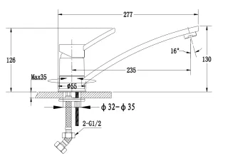 Смеситель для кухни GranFest 1724 иней