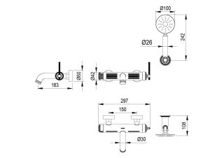Смеситель для  ванны Boheme ETERNA MATT GOLD матовое золото