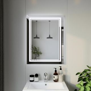 Зеркало с подсветкой Бриклаер Эстель-2 4627125414282 с часами 60 см на взмах руки