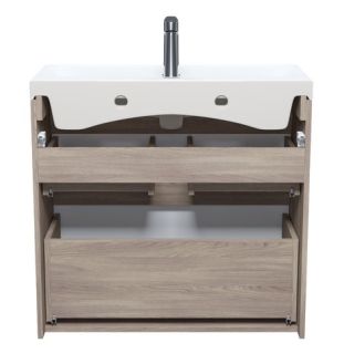 Напольная тумба с раковиной IDDIS Zodiac ZOD8ABFi95K с ящиками 80см белый/под дерево