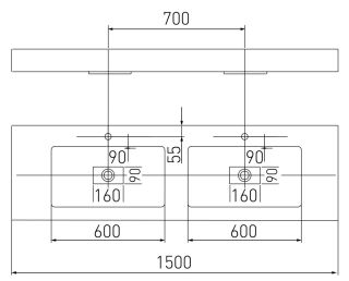 Раковина Акватон Ричмонд 150см белый 1A70573KRD010