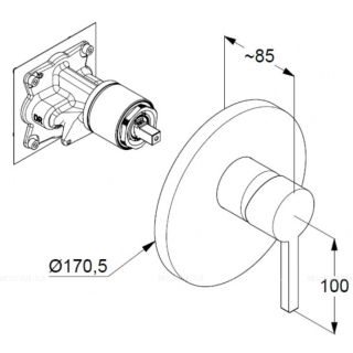Встраиваемый смеситель для душа Kludi Nova Fonte Puristic хром 206550515