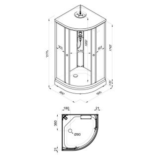 Душевая кабина Triton Грэй Щ0000066462 90x90 см профиль чёрный стекло тонированное