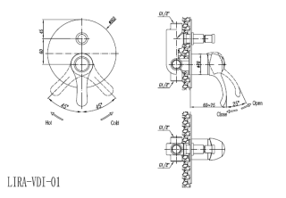Встраиваемый смеситель для душа, с переключателем, хром Cezares LIRA-VDIM-01
