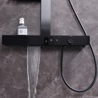 Душевая стойка Black&White Gravity 9005NMB с термостатом чёрный матовый