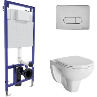 Комплект Berges 4в1 042417: инсталляция NOVUM525 кнопка D3 хром глянец унитаз Gamma сиденье микролифт