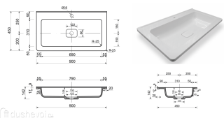 Раковина Эстет Kare luxe silk ФР-00015274 90см белый