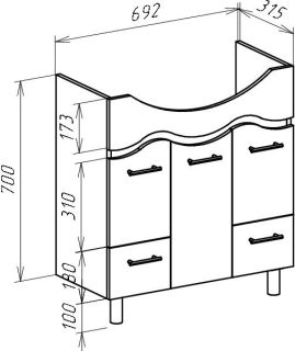Тумба под раковину Bellezza Мари 75см белый 00000010139