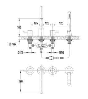 Смеситель на борт ванны Omnires Y хром Y1232CR