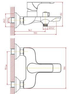 Смеситель для ванны/душа Orange Aristo M19-100cr