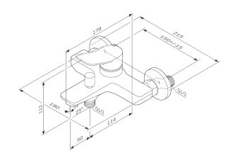 Смеситель для ванны и душа AM PM X-JOY F85A10000