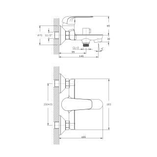 Смеситель для ванны с коротким изливом RUSH Fiji (FI1835-44)