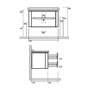 Тумба под раковину Kerasan Waldorf 94 925546 подвесная Noce